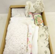Various items of table linen, embroidered linen etc,