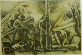 The Timber Yard, lithograph after Eric Christensen (British Contemporary) 51.5cm x 74.