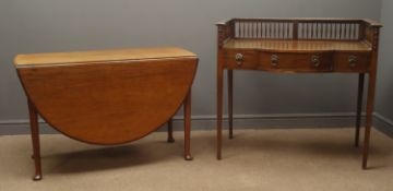 Early 20th century mahogany desk, raised gallery back, two short and one long drawer,