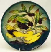 Moorcroft 'Golden Oriel' limited edition plate 302/750, D22.