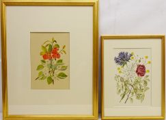Still Life of Flowers, two early 20th botanical watercolours unsigned,