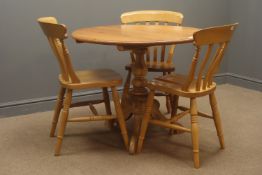 Circular pine pedestal table (W91cm,