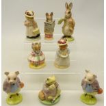 Eight Beatrix Potter figures including two Royal Albert Pigling Bland, The Old Shoe Woman..