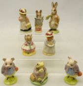 Eight Beatrix Potter figures including two Royal Albert Pigling Bland, The Old Shoe Woman..