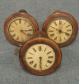 Three early 20th century postal alarm clocks with painted wooden dials