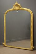 Victorian arched ornate framed Pier mirror, W120cm,