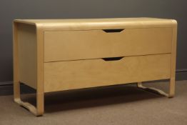 Light wood chest, two drawers, laminated supports, W130cm, H70cm,