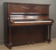 Chappell mahogany cased upright piano, iron framed and overstrung, W147cm, H126cm,