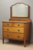 Edwardian mahogany dressing chest, raised back with arched bevel edged mirror,