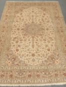 Kashan, beige ground rug,