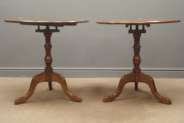 Pair Victorian style tilting oak occasional tables, W71cm,