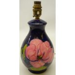 Moorcroft Magnolia pattern table lamp of baluster form,