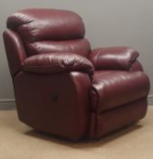 Electric reclining armchair upholstered in brown leather (This item is PAT tested - 5 day warranty