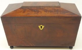 19th century mahogany tea caddy of sarcophagus form,