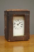 Early 20th century French brass carriage clock, with key and case, H14.