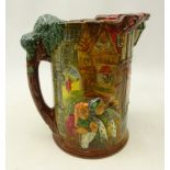 Large Royal Doulton limited edition jug 'The Pied Piper' the cylindrical body relief moulded with