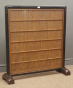 Early 20th century Chinese reed screen, laqurered frame, arched supports, W98cm, H104cm,