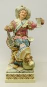 Large early 20th century Italian figure of a seated gentleman in 17th century style costume with a