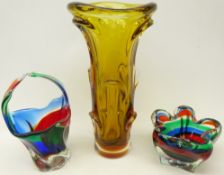Art glass amber coloured vase in the Whitefriars style,