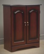 Mahogany cabinet, two shaker style doors enclosing fitted interior, shaped plinth base, W66cm,