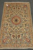 Nain fine beige ground rug, central medallion,