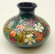 Moorcroft Carousel pattern squat vase on green ground no.