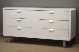 Wren Furniture - white gloss finish sideboard, three drawers and two cupboards,