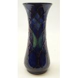 Moorcroft Lattice pattern vase of tapered form with flared rim,
