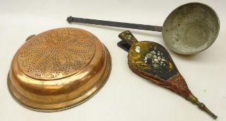 Pair 19th century lacquered bellows with mother-of-pearl inlay and gilded decoration, L36cm,