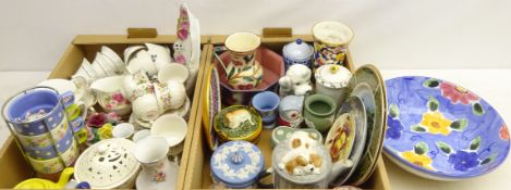 Old Foley part tea set, Creamware pot pourri jar and cover, Wedgwood jasperware,