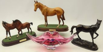 Two Royal Doulton bisque horse models 'Spirit of Love' & 'Mr Frisk' on oval plinths,