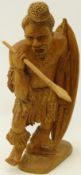 Zimbabwean carving by of a warrior with spear and shield by Godfrey Chimanzi,