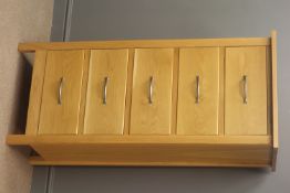 Oak tallboy chest, five drawers, stile end supports, W62cm, H165cm,