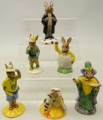 Six Royal Doulton Bunnykins figures - Sailor, Tourist, Boy Skater, Easter Greetings,