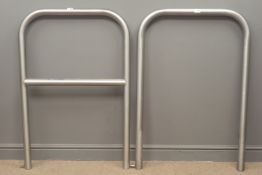 Two stainless steel hoop signs, W75cm,