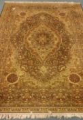 Persian Kashan design carpet, olive green ground,