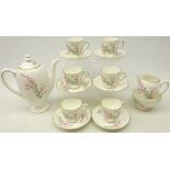 Royal Doulton 'Bell Heather' coffee set for six H4840 (15)