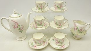 Royal Doulton 'Bell Heather' coffee set for six H4840 (15)