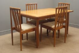 Meredew teak extending dining table, turned tapering supports (W84cm, H73cm,