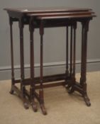 Regency style mahogany nest of three tables, W51cm, H63cm,