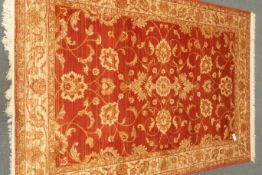 Ziegler design red ground rug/wall hanging, floral repeating border,