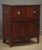 Early 19th century inlaid mahogany commode, hinged up and over lid, shaped apron, bracket feet, W60,