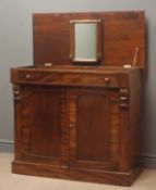 Victorian mahogany wash stand, hinged lid enclosing fitted interior, two cupboard doors,
