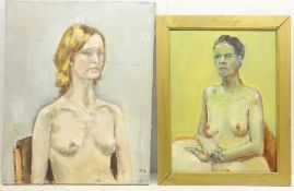 'Abigail' and Seated Nude Portrait, two oils on canvas by Malcolm Ludvigsen (British 1946-),