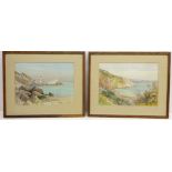 Coastal scenes, pair watercolours signed by Albert Stevens (fl.