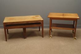 Retro teak nest of three tables, square tapering supports, (W103cm, H54cm,