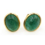 Pair of gold jade stud ear-rings, stamped 18ct Condition Report Stud length = 0.