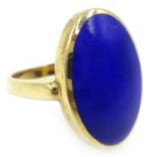 9ct gold single stone oval lapis lazul ring, hallmarked Condition Report Approx 6gm,