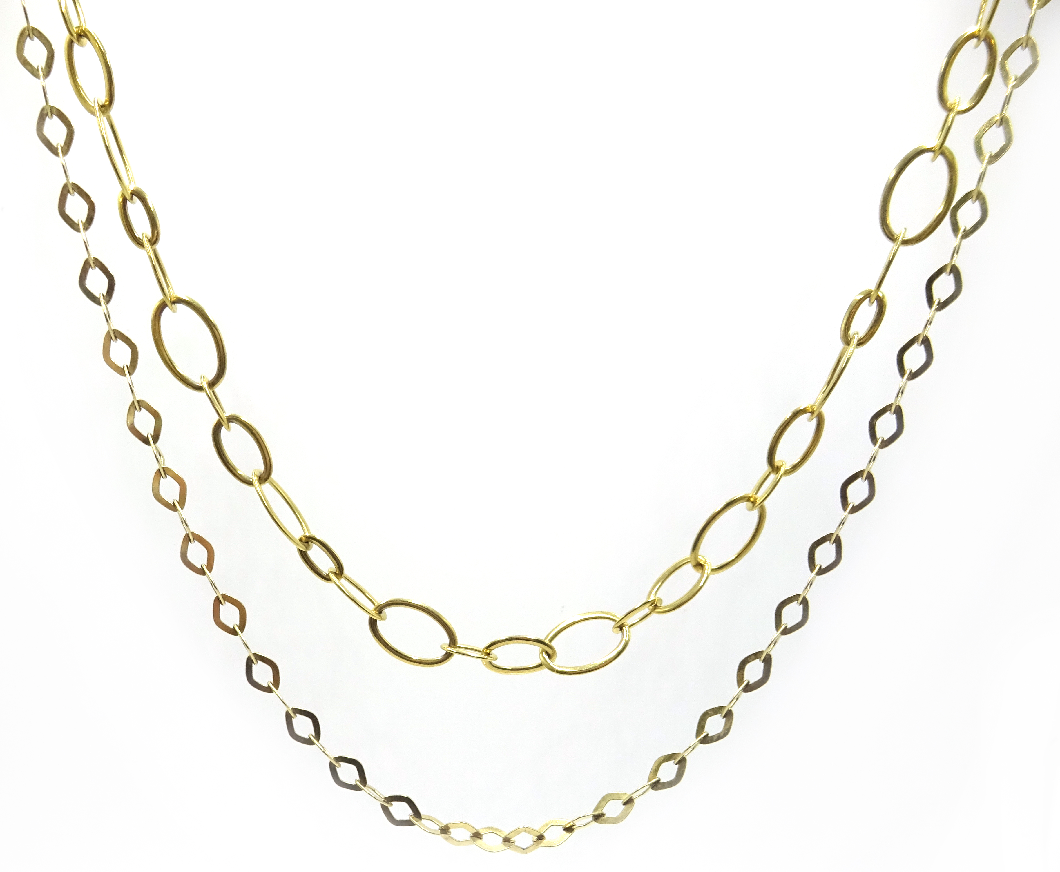 Stone set pendant on 9ct gold necklace chain, hallmarked and silver-gilt double chain necklace, - Image 2 of 5