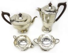 Silver four piece tea set by Adie Brothers Ltd Birmingham 1940 approx 60 oz